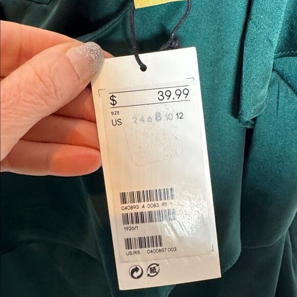 H&M Deep Green Silky One Shoulder Top. Size 8. NWT. - Picture 6 of 11